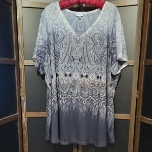 Elegant Blue Paisley Women's Top